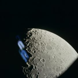 A closer image of the Moon on the Apollo 16 mission showing the craters of the Moon in detail.
Source:https://www.history.nasa.gov/alsj/a15/images15.html#71HC720